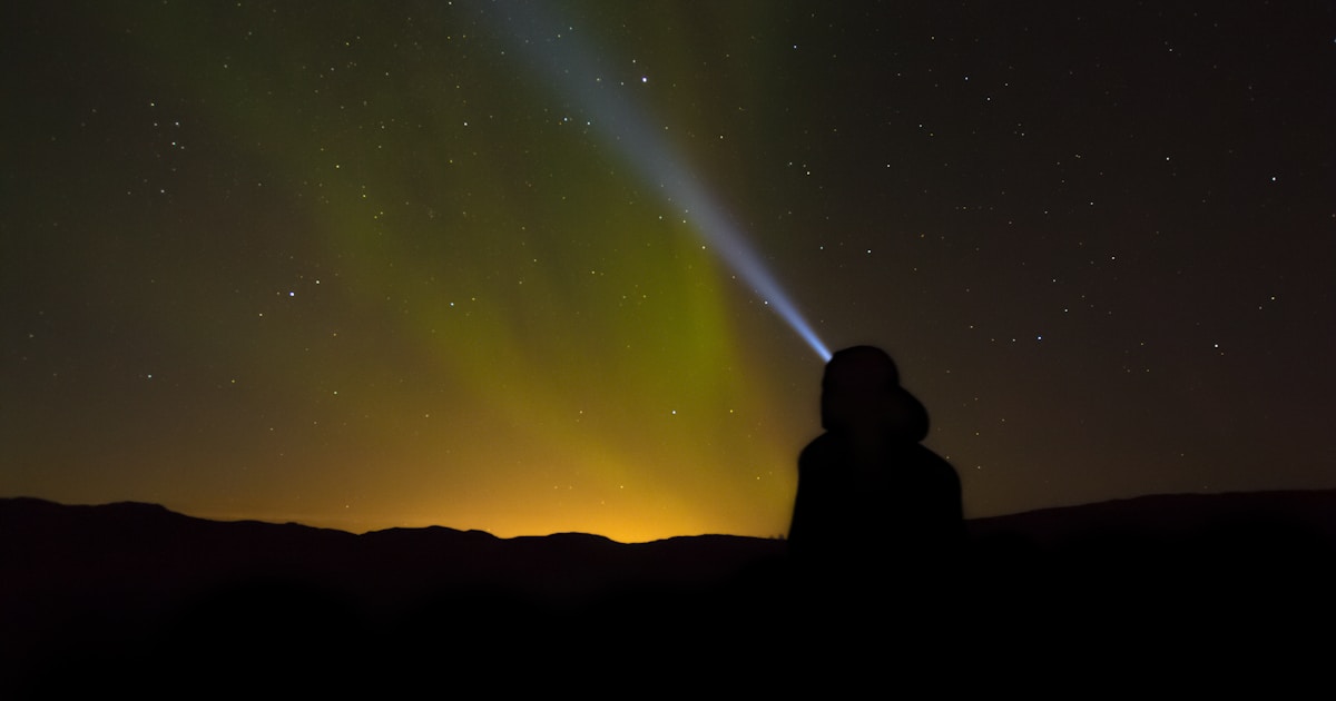 Northern lights panorama over the Lyngen Alps, Norway
